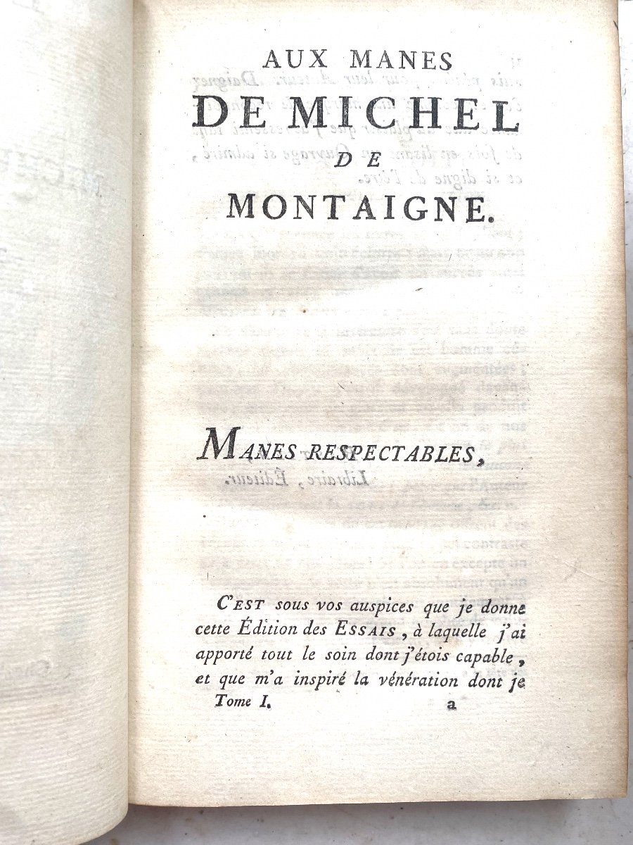  3 Fine Volumes In 8 White Velin Spine "essays By Michel De Montaigne. In Paris 1783, Jf Bastien-photo-2