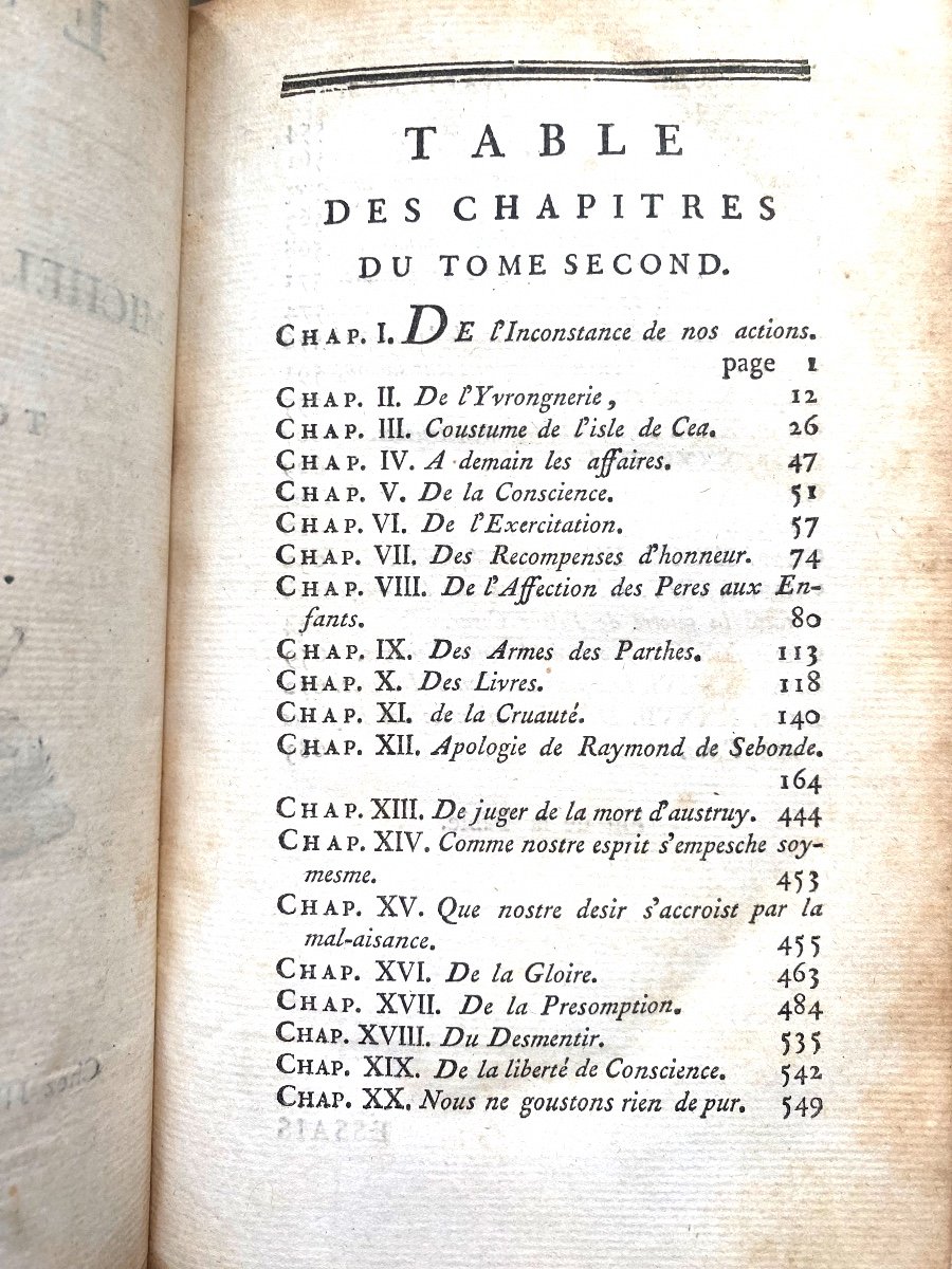  3 Fine Volumes In 8 White Velin Spine "essays By Michel De Montaigne. In Paris 1783, Jf Bastien-photo-5