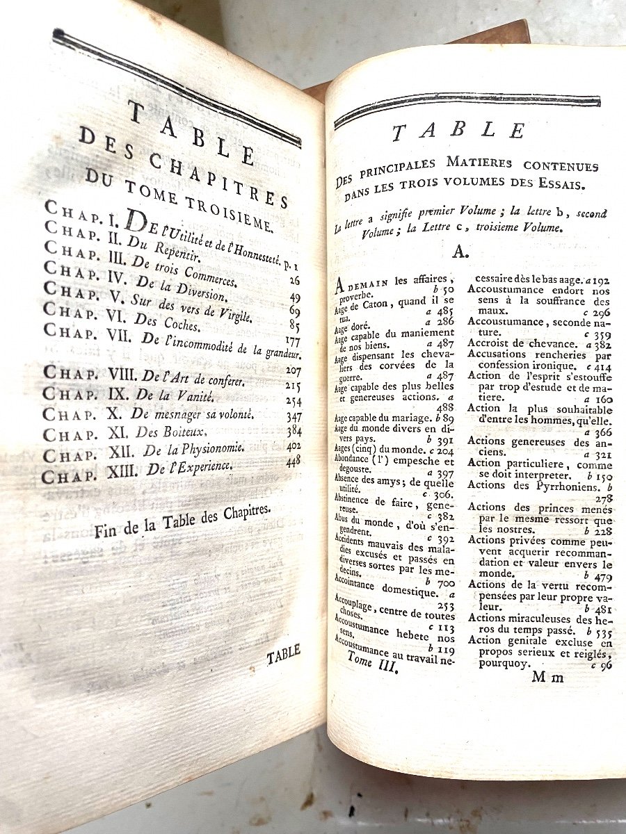  3 Fine Volumes In 8 White Velin Spine "essays By Michel De Montaigne. In Paris 1783, Jf Bastien-photo-7