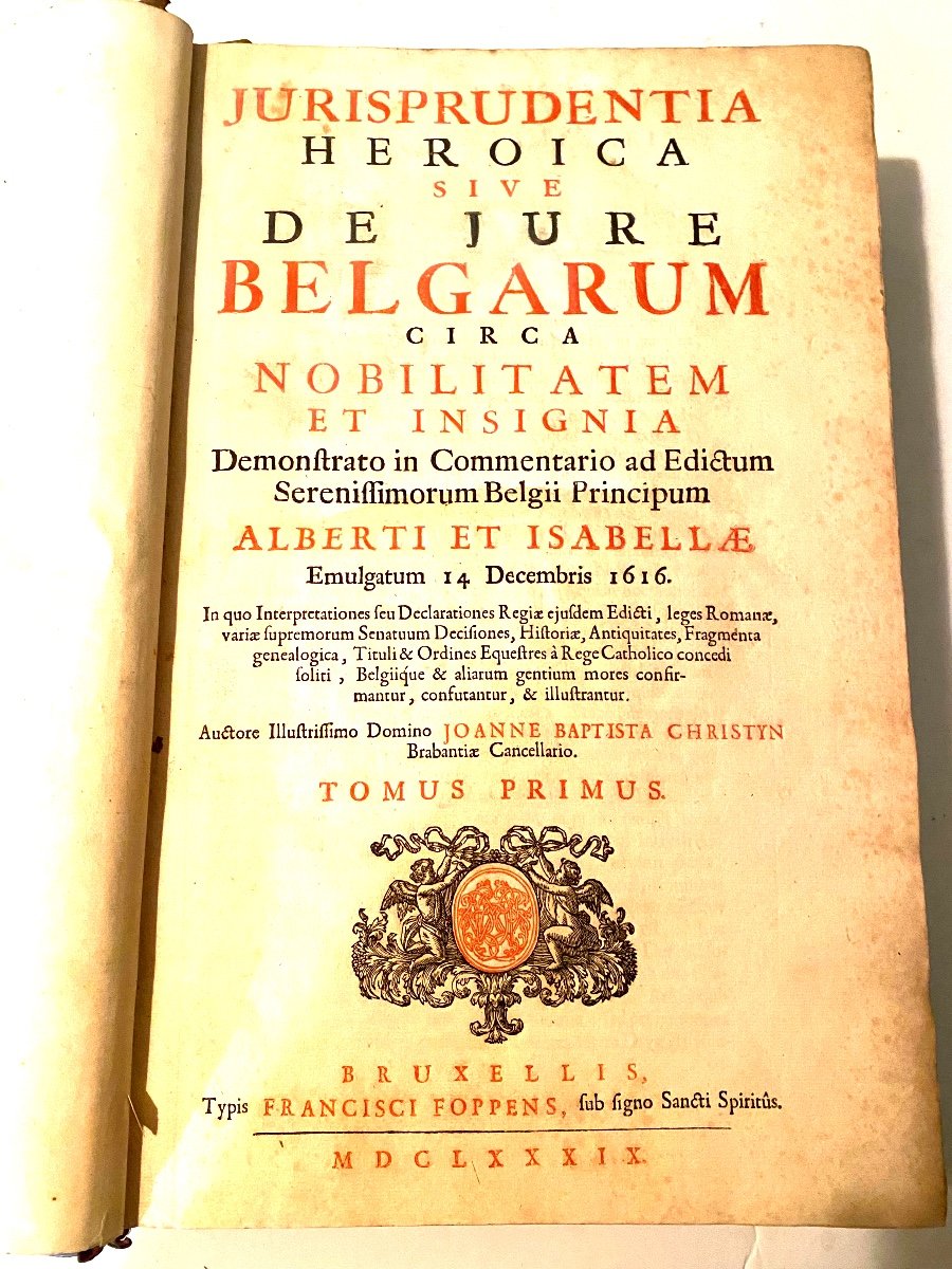 Bel In-folio De 1689 Bruxelles "jurisprudentia Héroica "sive De Jure Belgarum Circa Nobilitatem-photo-2