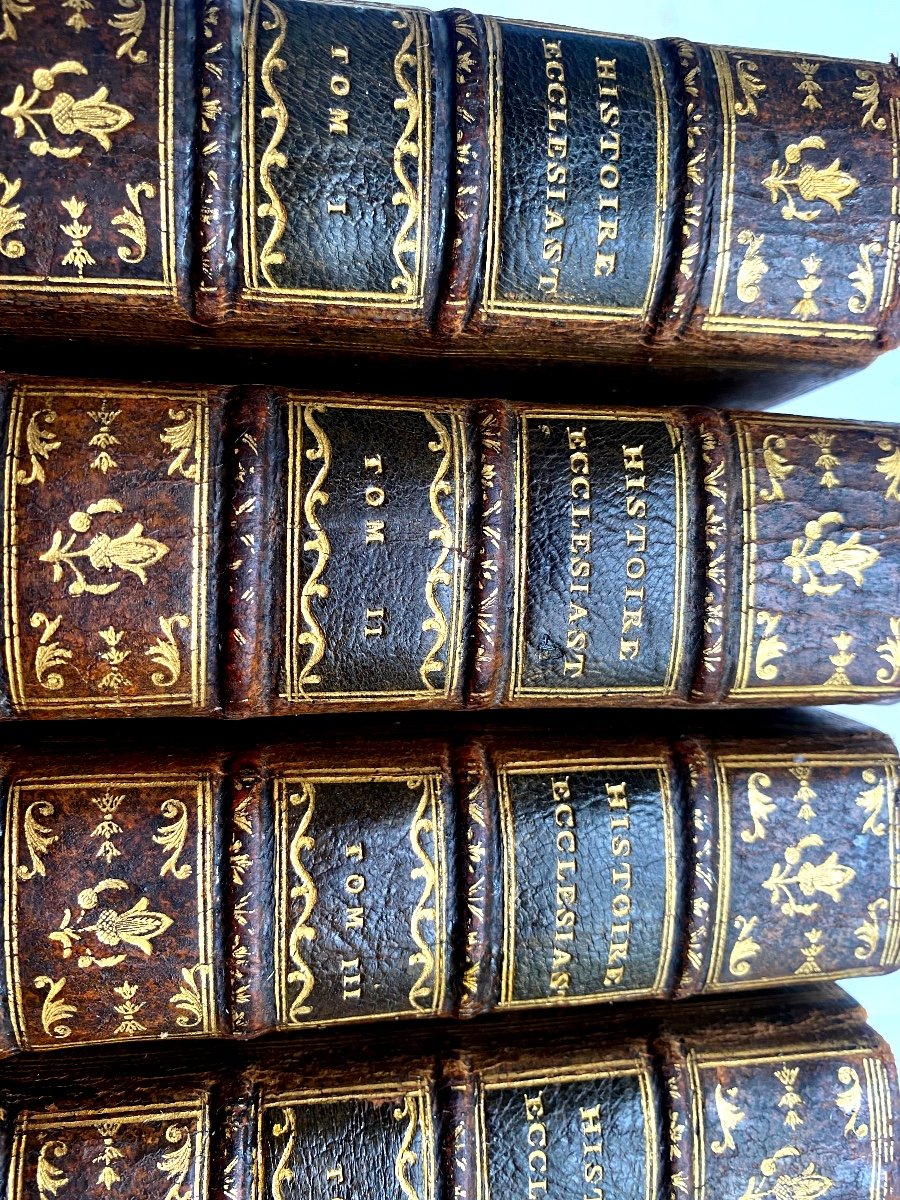 13 Volumes ,bel état "abrégé De l'Histoire Ecclésiastique" A Utrecht 1748 . Bonaventure Racine -photo-2