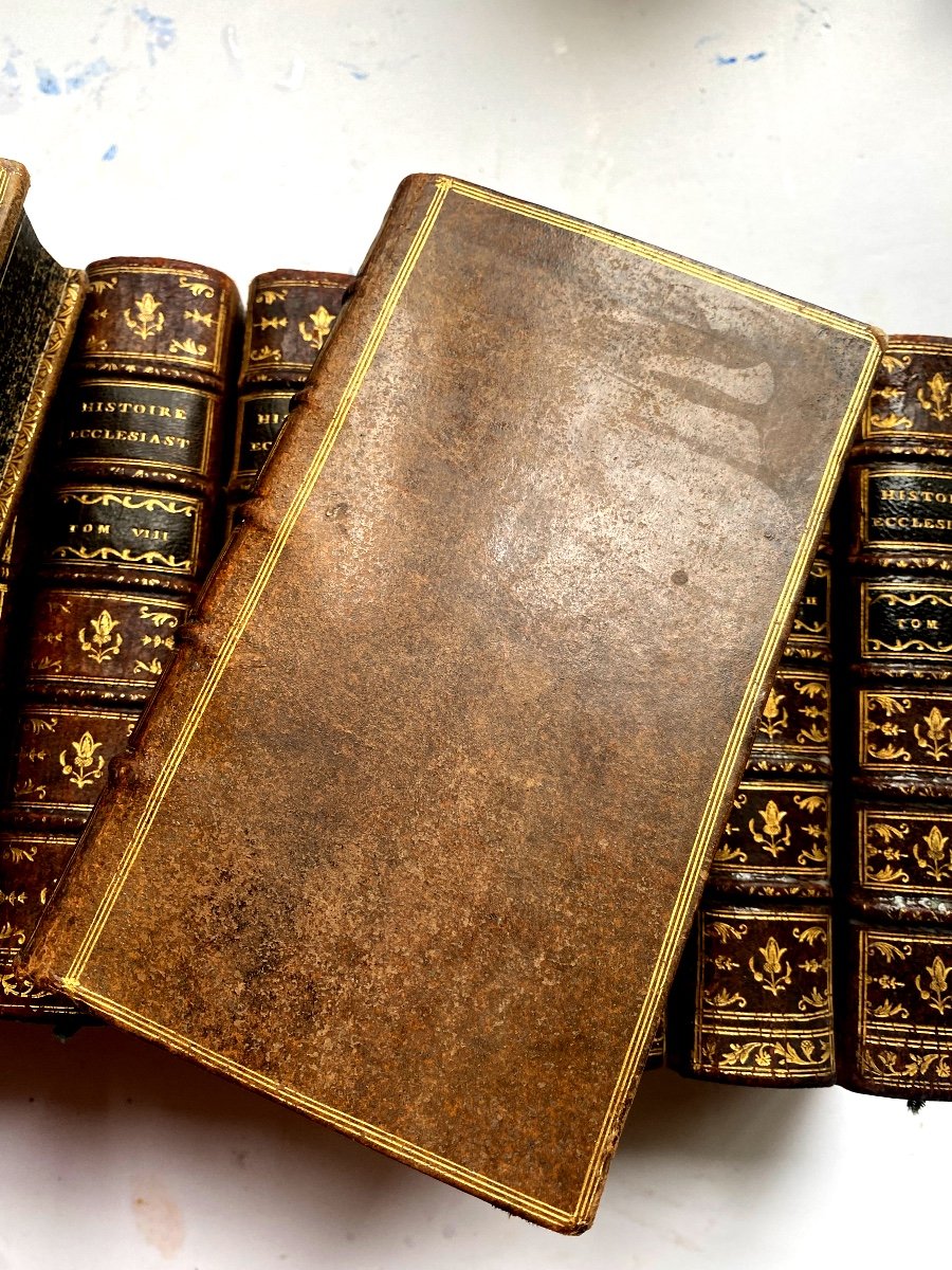 13 Volumes ,bel état "abrégé De l'Histoire Ecclésiastique" A Utrecht 1748 . Bonaventure Racine -photo-4