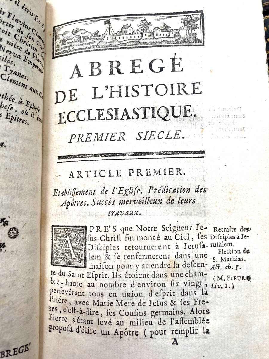 13 Volumes ,bel état "abrégé De l'Histoire Ecclésiastique" A Utrecht 1748 . Bonaventure Racine -photo-5