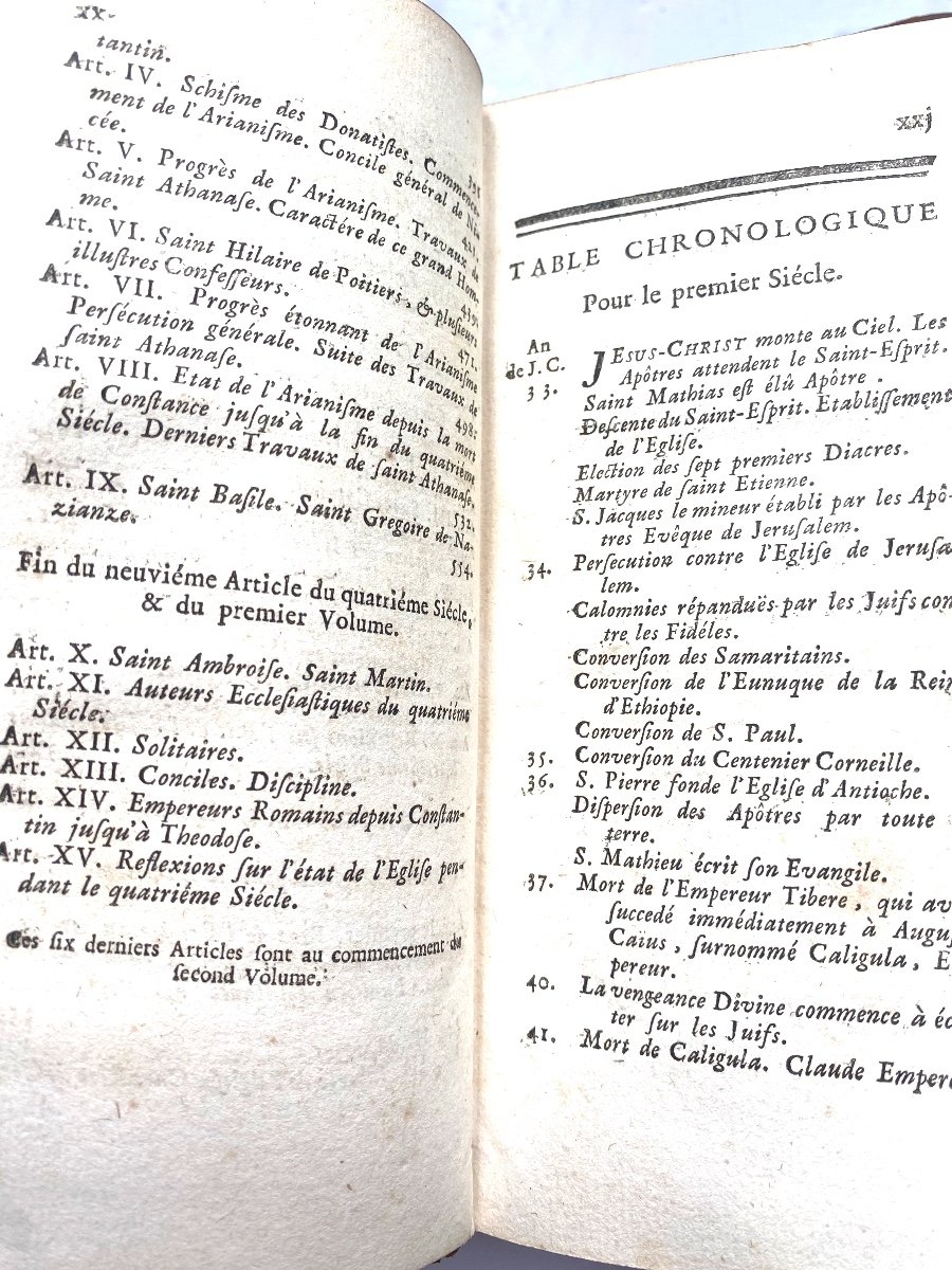 13 Volumes, Good Condition "abbreviated From Ecclesiastical History" In Utrecht 1748. Bonaventure Racine -photo-7