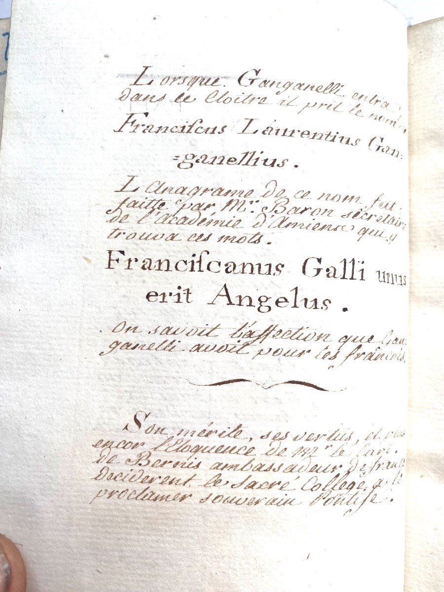 De La Bibliothèque Du Marquis A. G. Du Plessis " La Vie Du Pape Clément XIV , Ganganelli 1776-photo-4