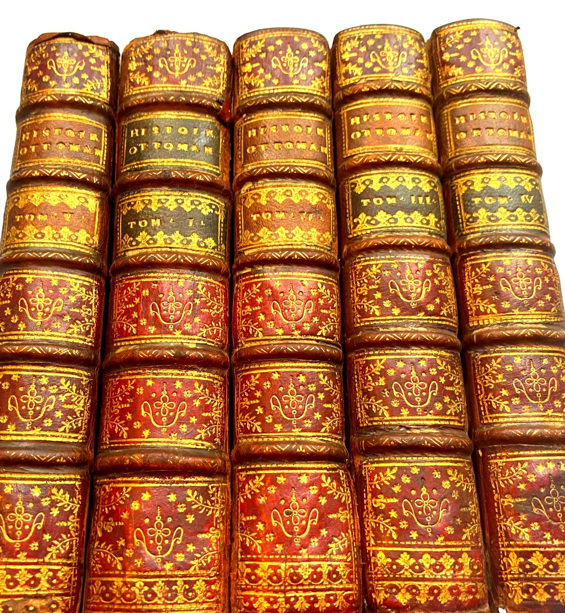 In A Rich Red Morocco Spine Binding "history Of The Ottoman Empire" By Sagrédo 1724.-photo-6