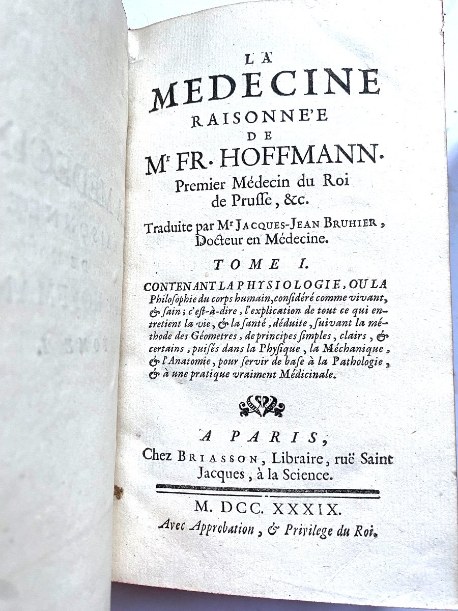  Très Belle Série Complète ,  En 9 Vol". Médecine Raisonnée "de Mr Fr. Hoffmann . A Paris 1739.-photo-3