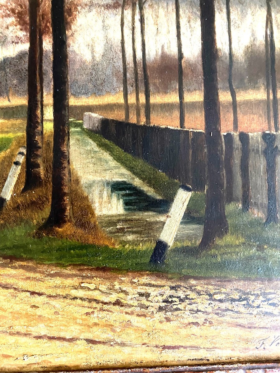 Painting Oil / Panel Brussels School Signed F. Verkissen 1892 Animated Winter Scene The Canal-photo-2