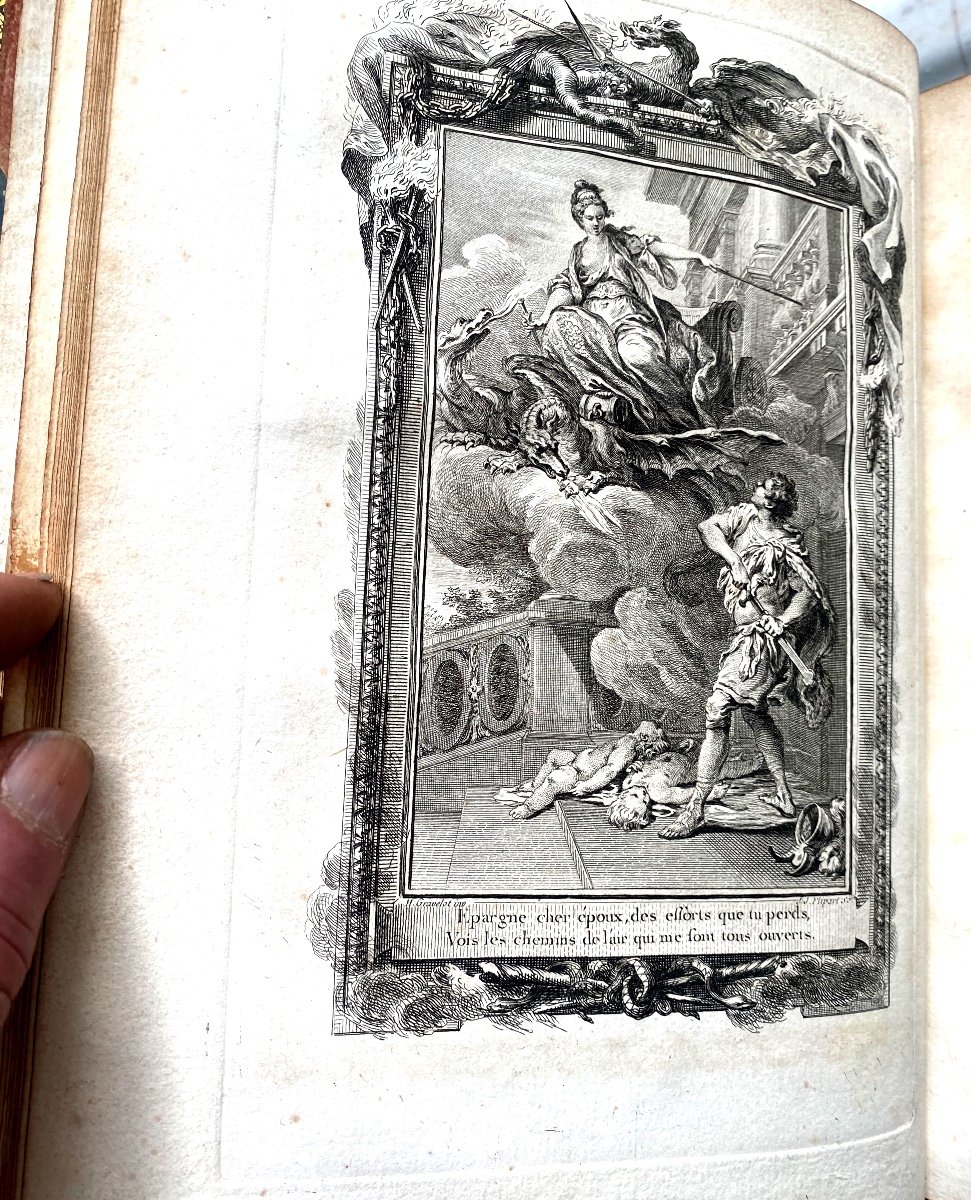 Splendid Edition Of The Theater By P. Corneille In 8 Volumes In 4 In Illustrated Tortoiseshell Glazed Calfskin -photo-2
