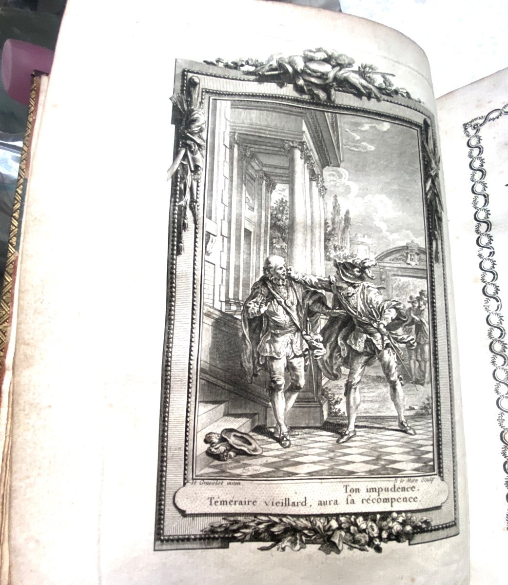 Splendid Edition Of The Theater By P. Corneille In 8 Volumes In 4 In Illustrated Tortoiseshell Glazed Calfskin -photo-3