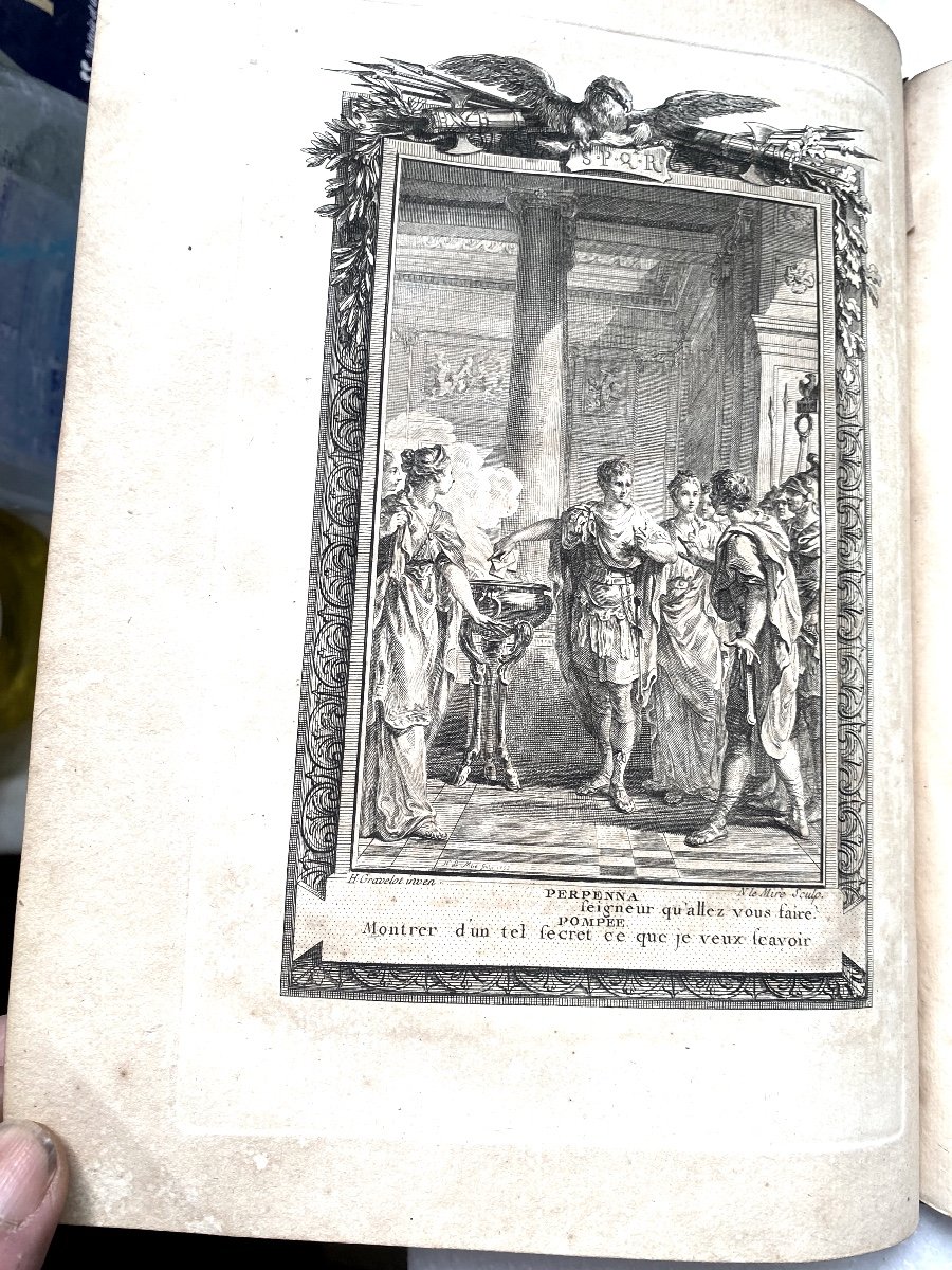 Splendid Edition Of The Theater By P. Corneille In 8 Volumes In 4 In Illustrated Tortoiseshell Glazed Calfskin -photo-7