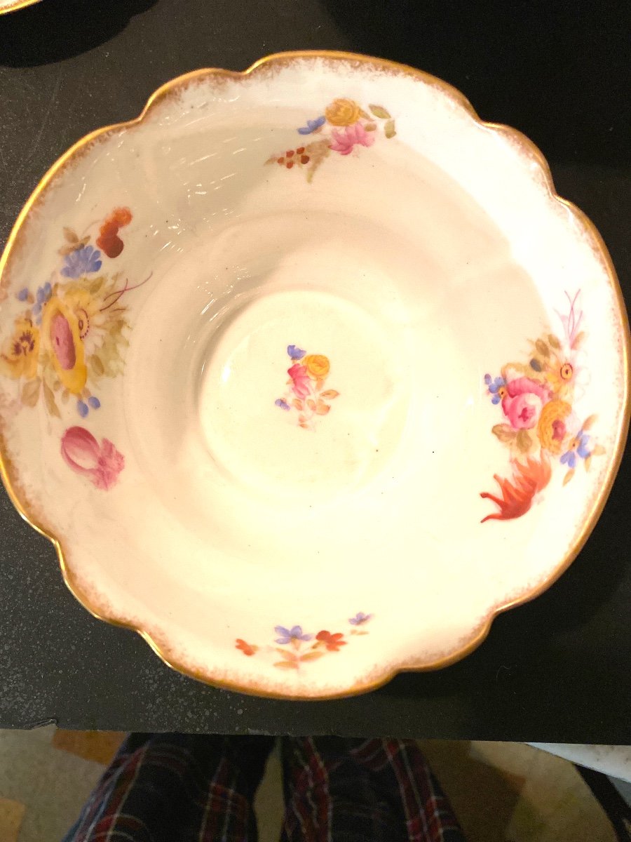 Beautiful Coffee Service In White Porcelain Decorated With Flowers In Louis XV Style 19th .v .v Sons-photo-6