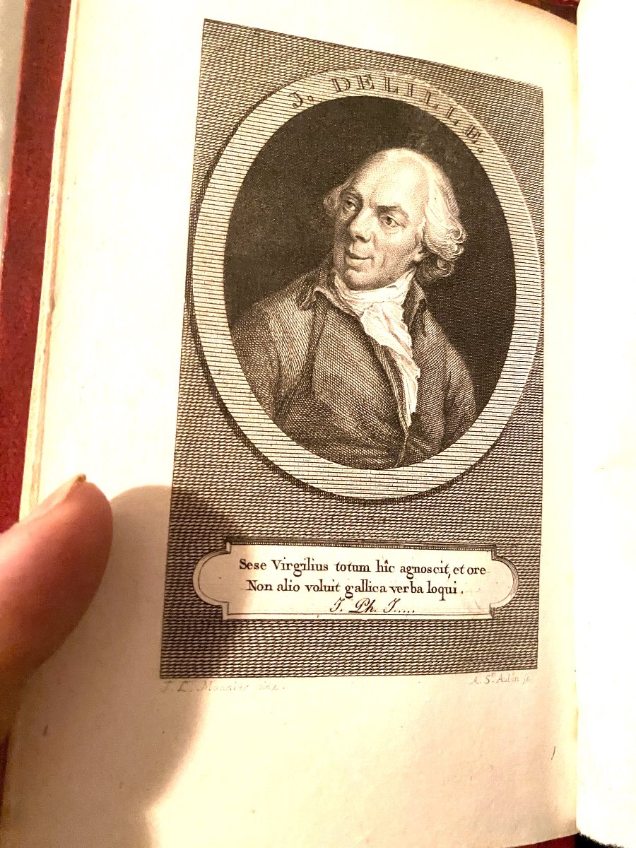 Rare Bel Ensemble  12 Volumes  " J. Delille " 1er Empire Reliure Dos Maroquin Rouge Gains Longs-photo-4