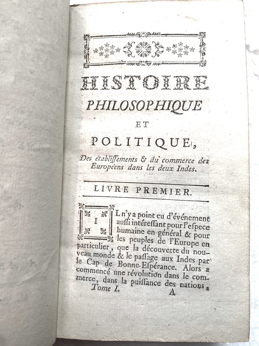 7 Beaux Vol. In 12: "Histoire Philosophique Et Politique Du Commerce Dans Les Deux Indes". 1773-photo-3