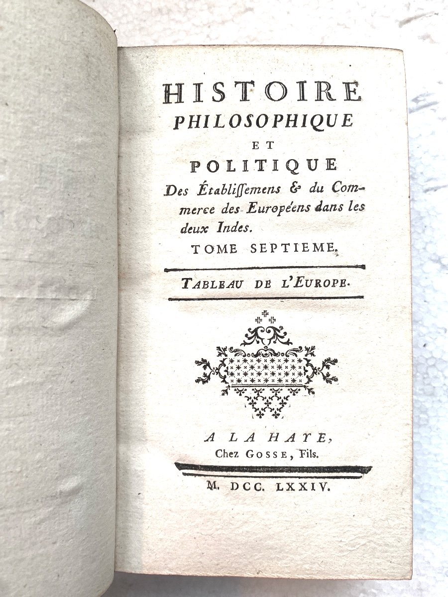 7 Beaux Vol. In 12: "Histoire Philosophique Et Politique Du Commerce Dans Les Deux Indes". 1773-photo-5
