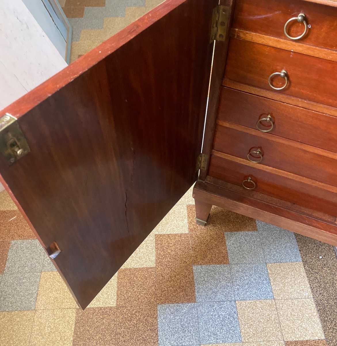 Silver Cabinet Dining Room Trolley In Solid Mahogany With Marble Top And Louis XVI Gallery-photo-8