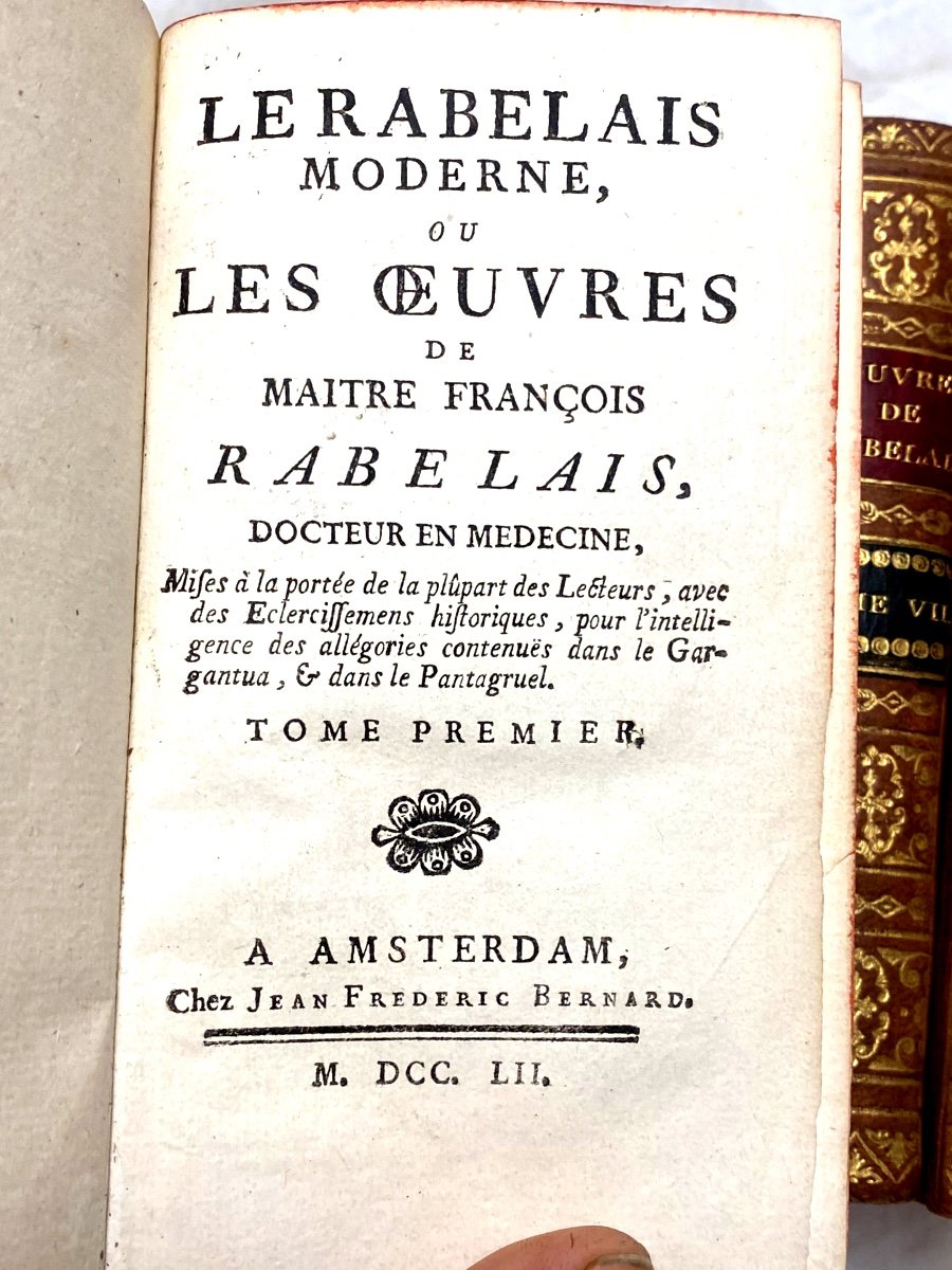 Importante Série En 8 Volumes :"les Oeuvres De Maître François Rabelais," A Amsterdam .1752-photo-3