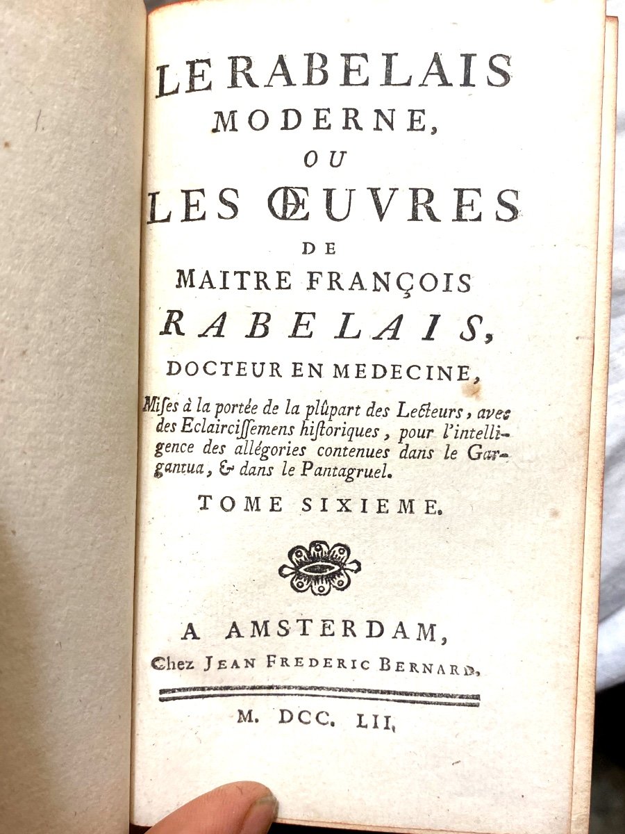 Importante Série En 8 Volumes :"les Oeuvres De Maître François Rabelais," A Amsterdam .1752-photo-5
