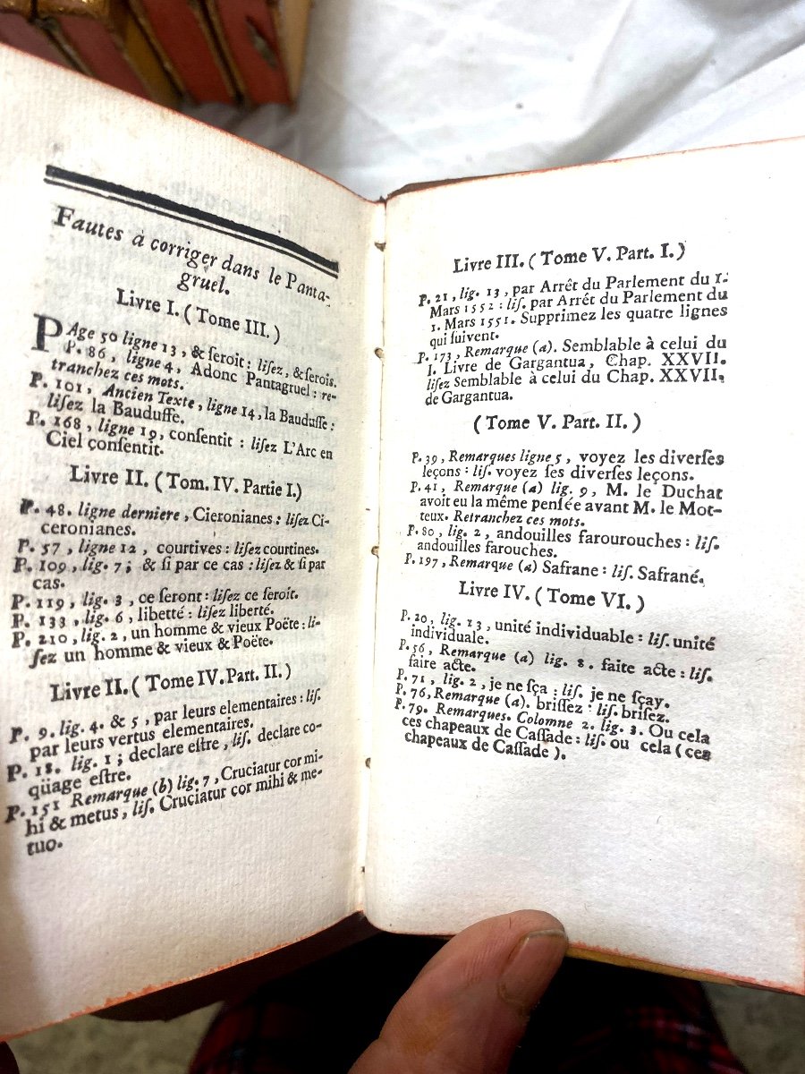 Importante Série En 8 Volumes :"les Oeuvres De Maître François Rabelais," A Amsterdam .1752-photo-6