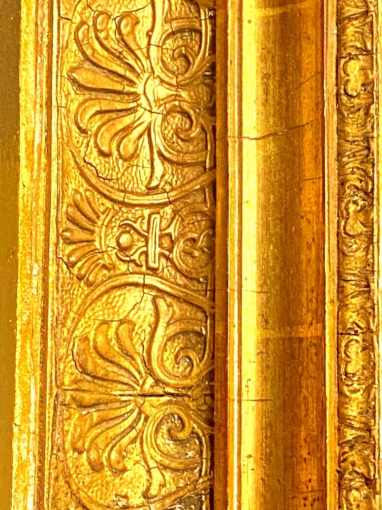 Ornamental Charles X Mirror With Large Molding Decorated With Imposing Palmettes Tain Au Mercure 19th Century-photo-7