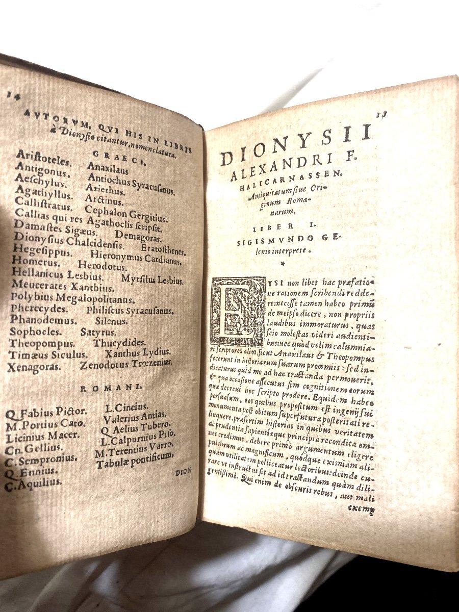 Beautiful 16th Century With The Number Of The "marquis Da Pozzo". Lyon 1563. Dionysii H. Antiquitatum (antiques)-photo-5