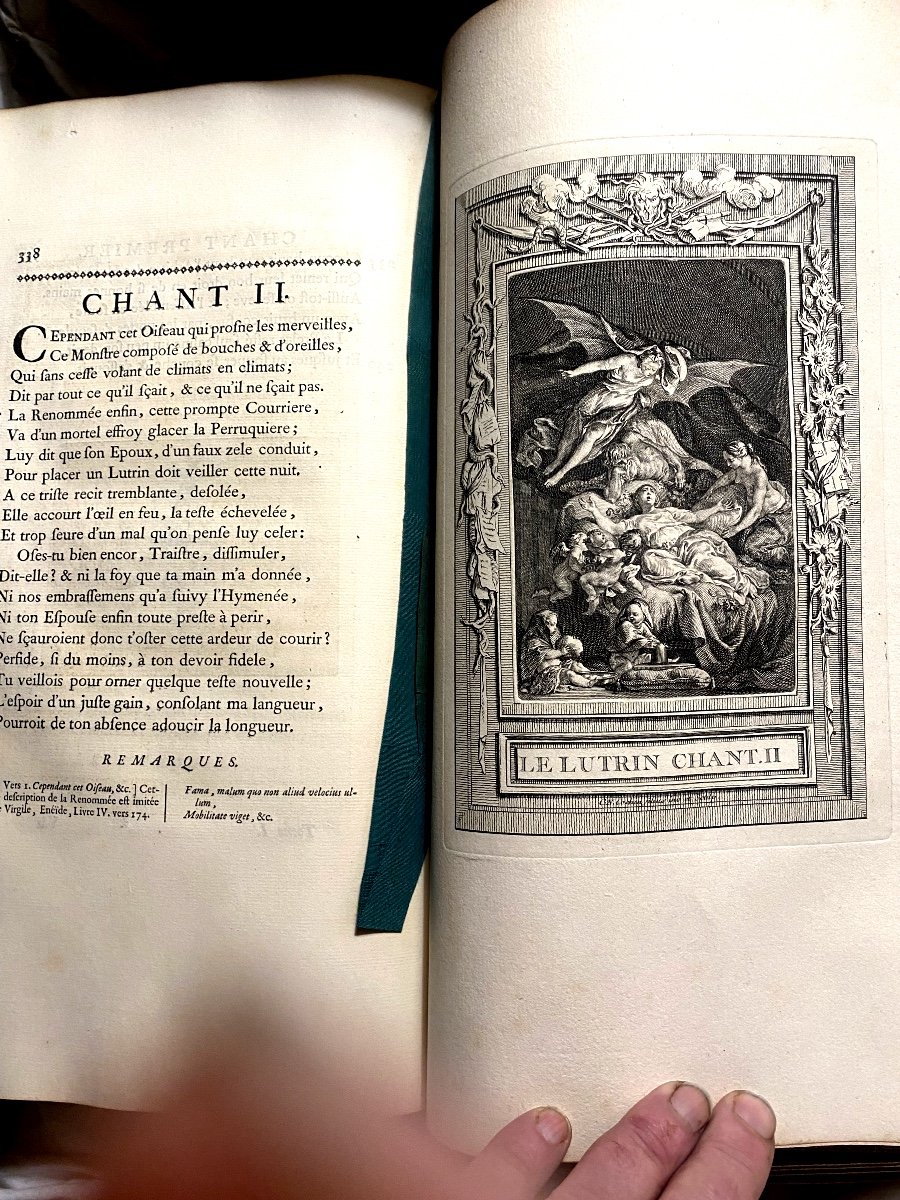Works Of Boileau, 2 Vol. Red Morocco Folio 1740, Library Of The Minister Of Louis XV-photo-4