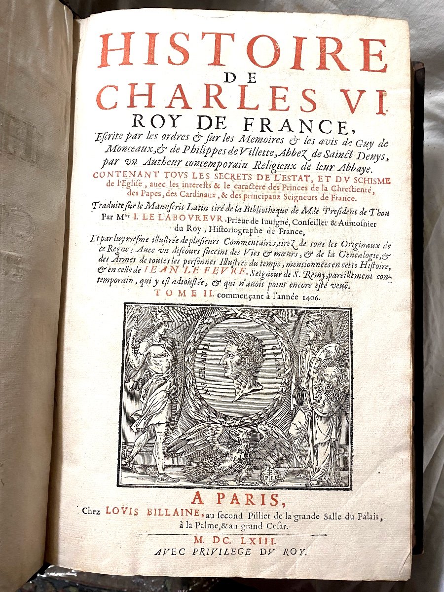 2 Vol. In-folio De La Bibliothèque d'Argenson :"Histoire De Charles VI "par Msr I. Le Laboureur-photo-5