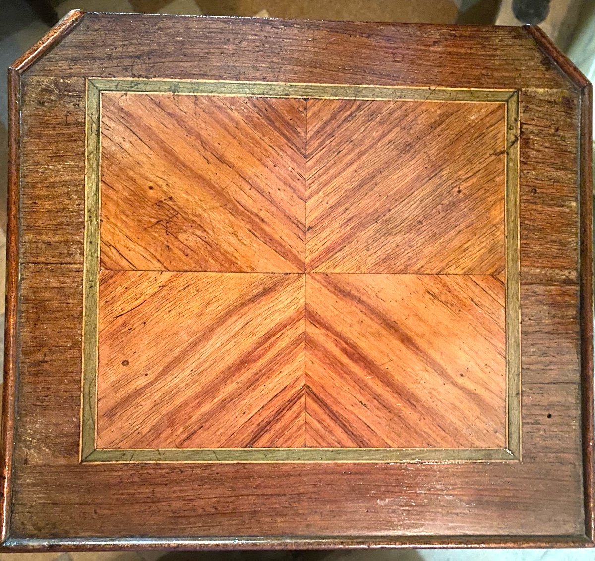 Charming Little Side Table, Sofa End Or Bedside Table, 19th Century Transitional Style Marquetry-photo-4