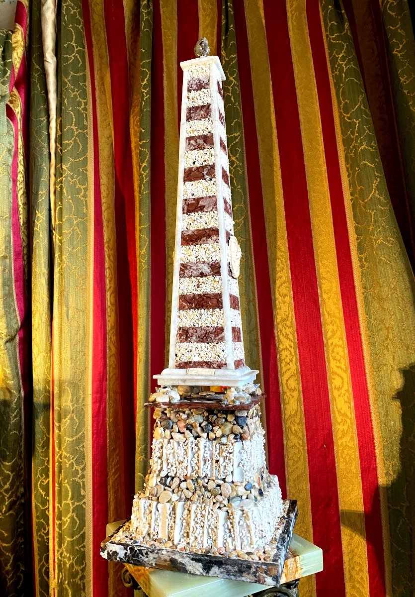 Rare Obelisk Of The Sea, Composed Of Marine Elements, Shells, Coral Grains And Marbles-photo-4