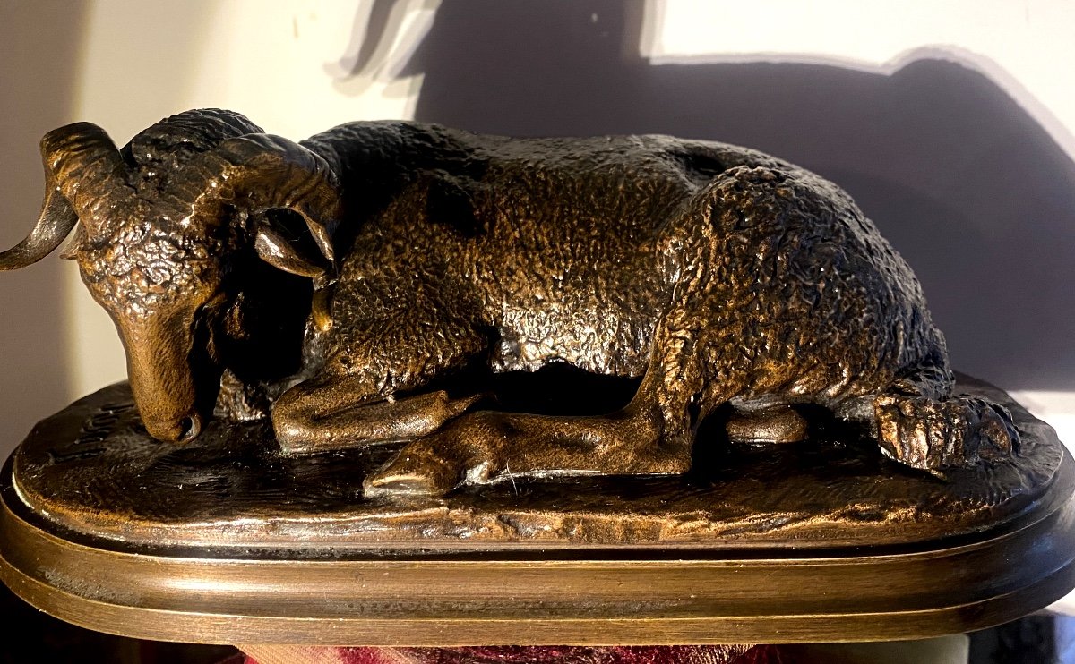 Reclining Ram 19h Cetury Bronze By Rosa Bonheur 1846-photo-6