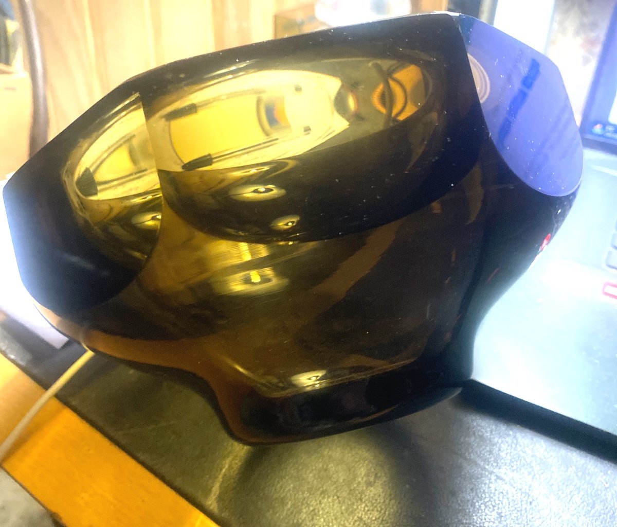 Large Thick Octagonal Sided Daum Nancy Crystal Cup In Smoked Amber Color Circa 50-photo-8