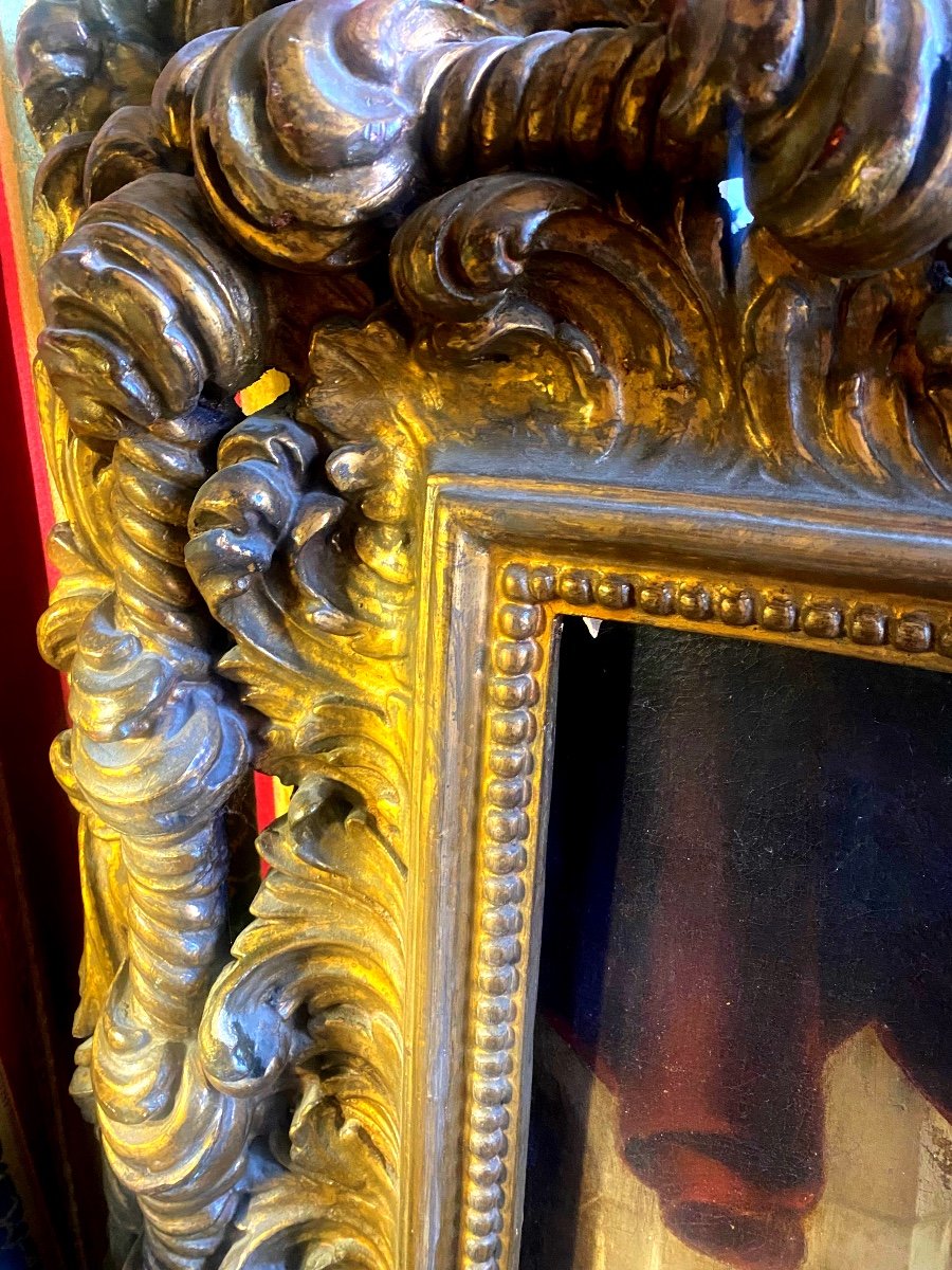 Very Large Painting "the Marriage Of Mary And Joseph" H/canvas In Its Italian Baroque Frame 17th-photo-4