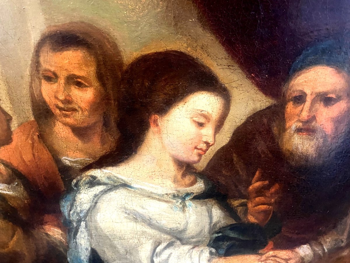 Very Large Painting "the Marriage Of Mary And Joseph" H/canvas In Its Italian Baroque Frame 17th-photo-1