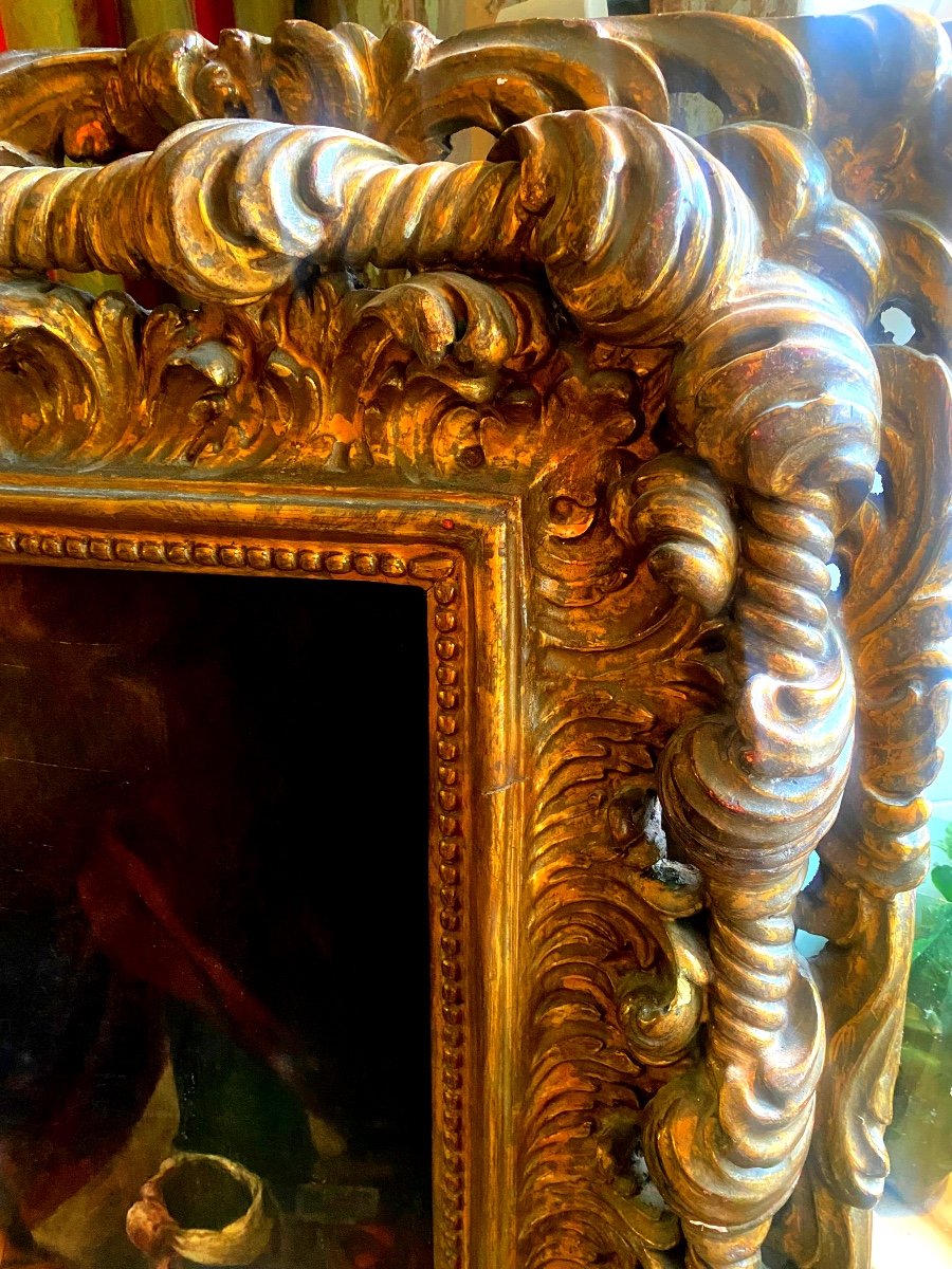 Very Large Painting "the Marriage Of Mary And Joseph" H/canvas In Its Italian Baroque Frame 17th-photo-6