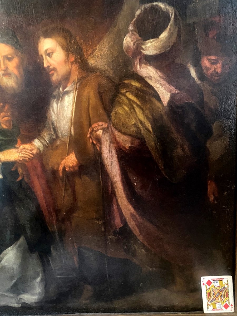 Very Large Painting "the Marriage Of Mary And Joseph" H/canvas In Its Italian Baroque Frame 17th-photo-7