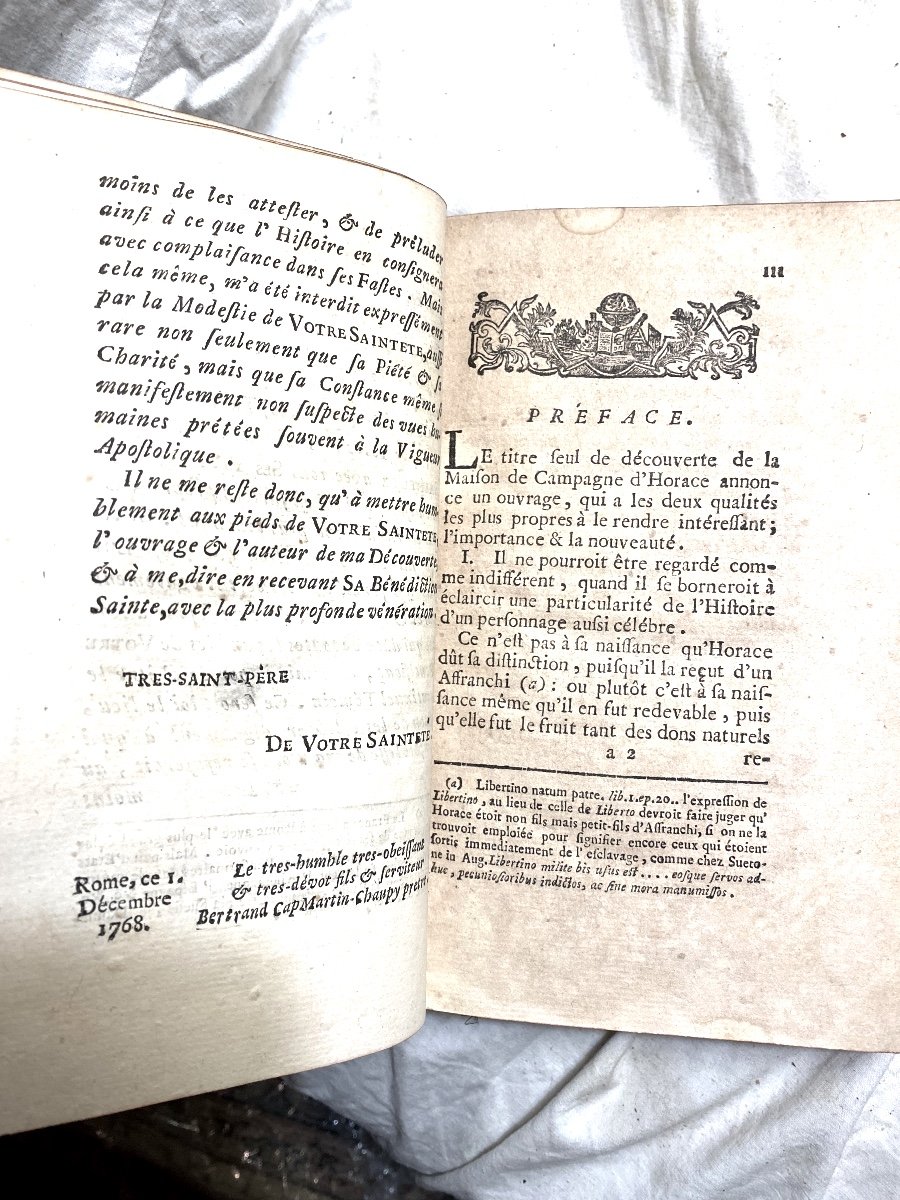  3 Vol In 8,découverte De La Maison De Campagne d'Horace , Abbé Capmartin De Chavry . Rome 1767-photo-4