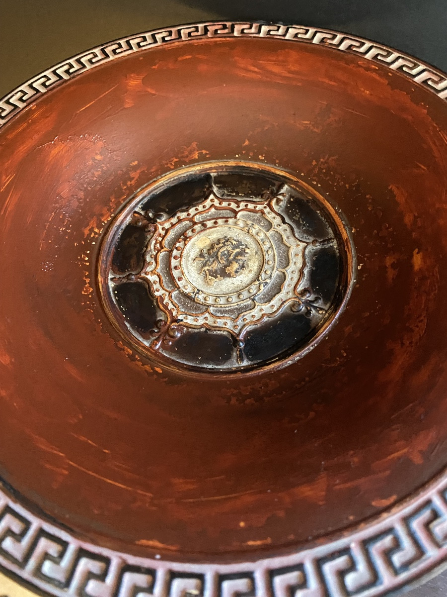 Paire De Coupes Piedouche En Terre Cuite Anglaise XIXème Siècle à l'Imitation De l'Antique Grec-photo-3