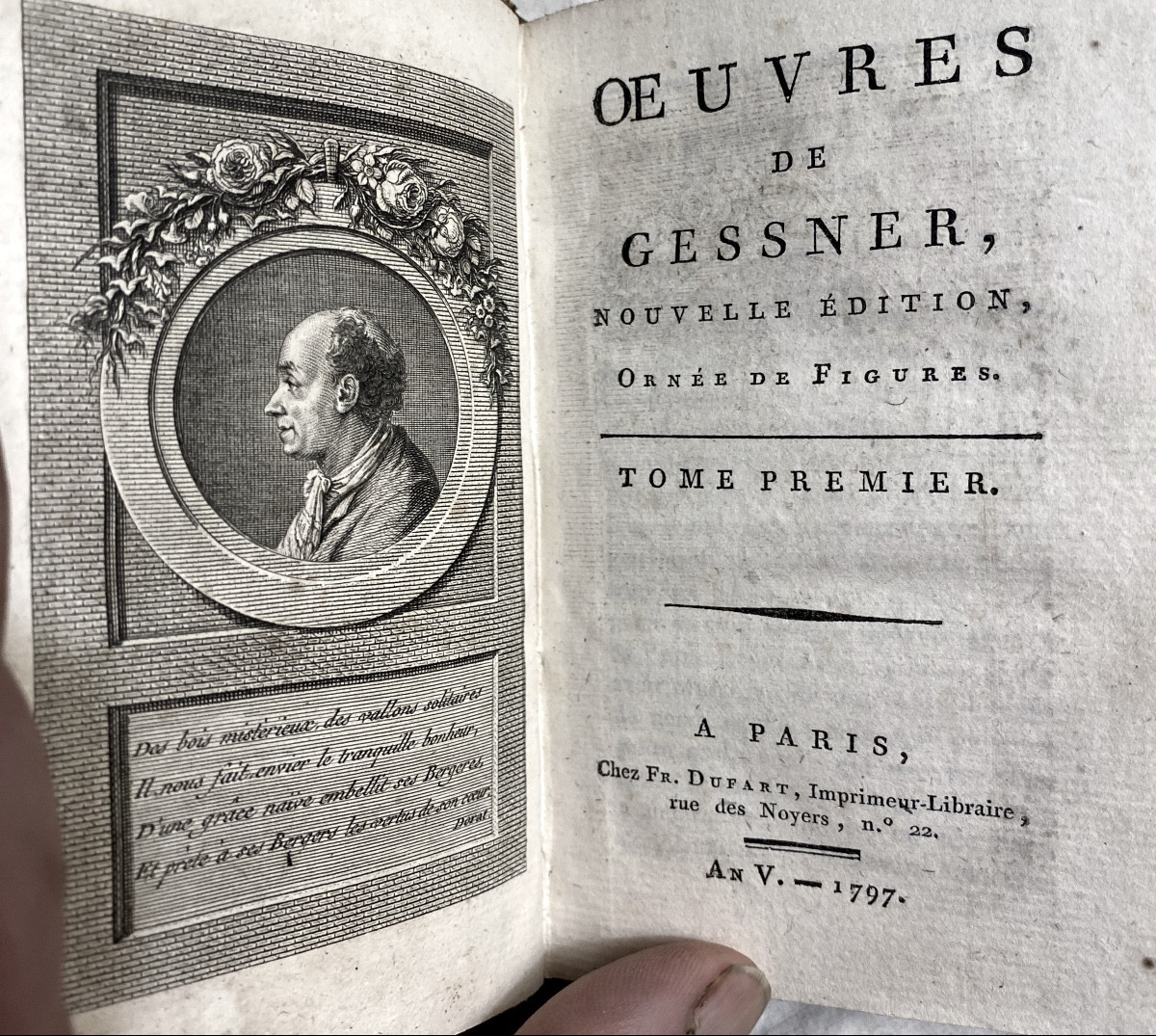 Beautiful Series Of 4 Vol. In 16. Year V. 1797. Works Of Gessner, New Edition, Decorated With Figures-photo-3