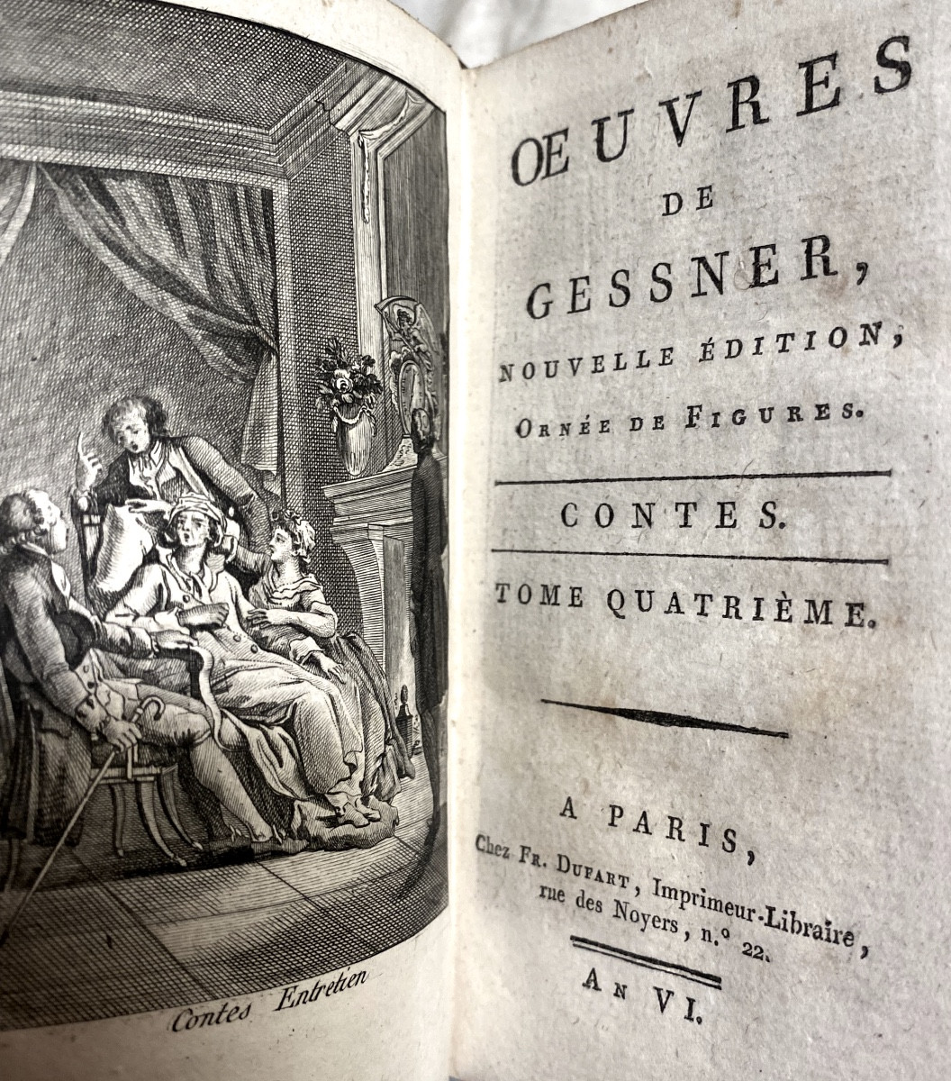 Beautiful Series Of 4 Vol. In 16. Year V. 1797. Works Of Gessner, New Edition, Decorated With Figures-photo-7