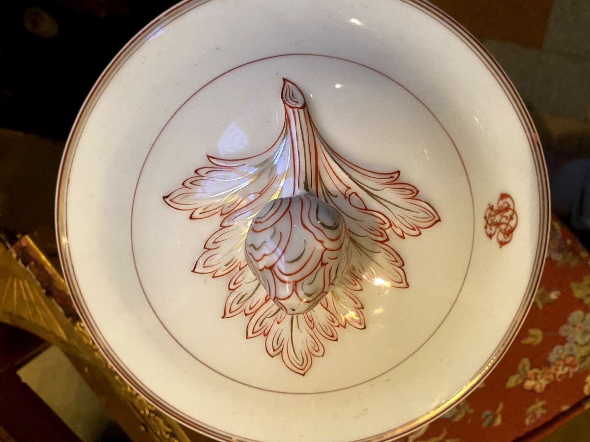 Set Of Five Fine Paris Porcelain Pieces From The Louis Philippe Period With Fillets-photo-5