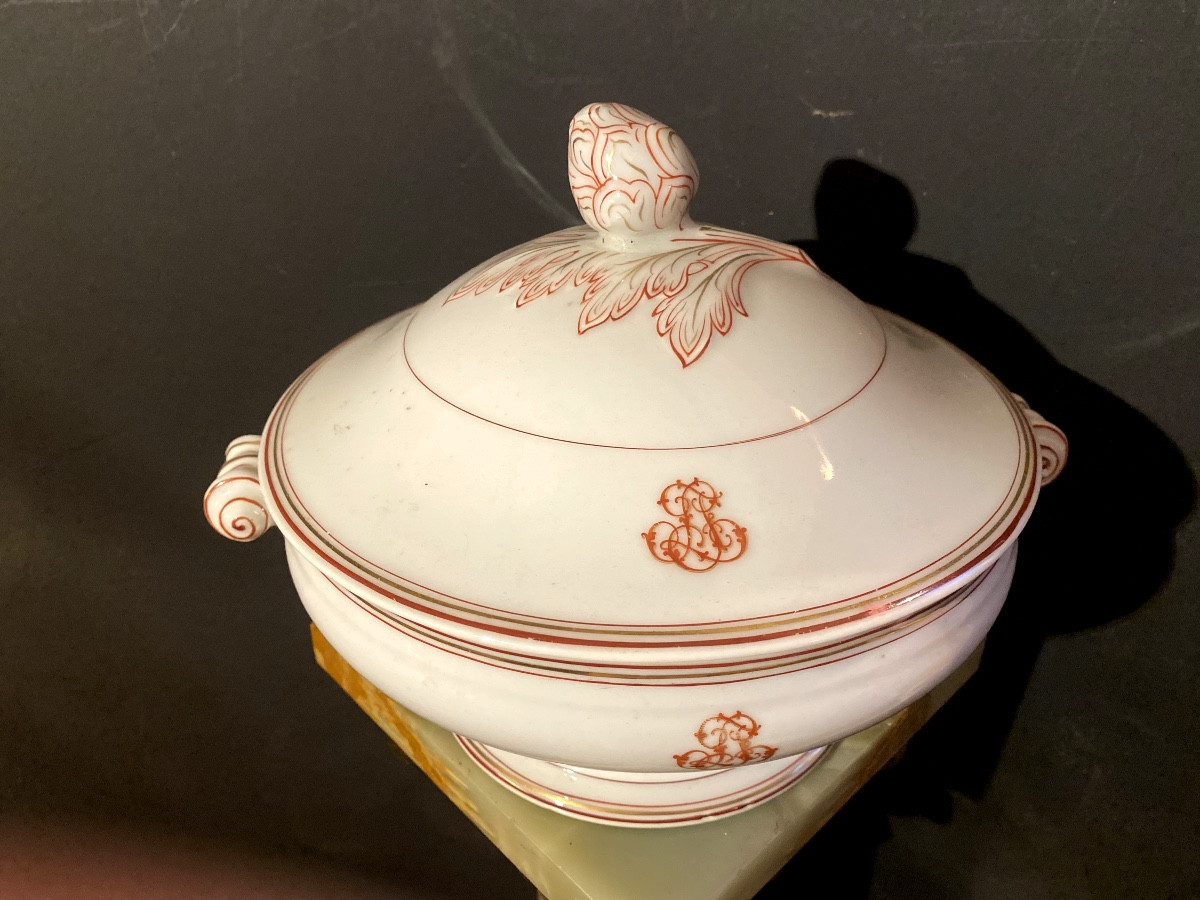 Set Of Five Fine Paris Porcelain Pieces From The Louis Philippe Period With Fillets-photo-8
