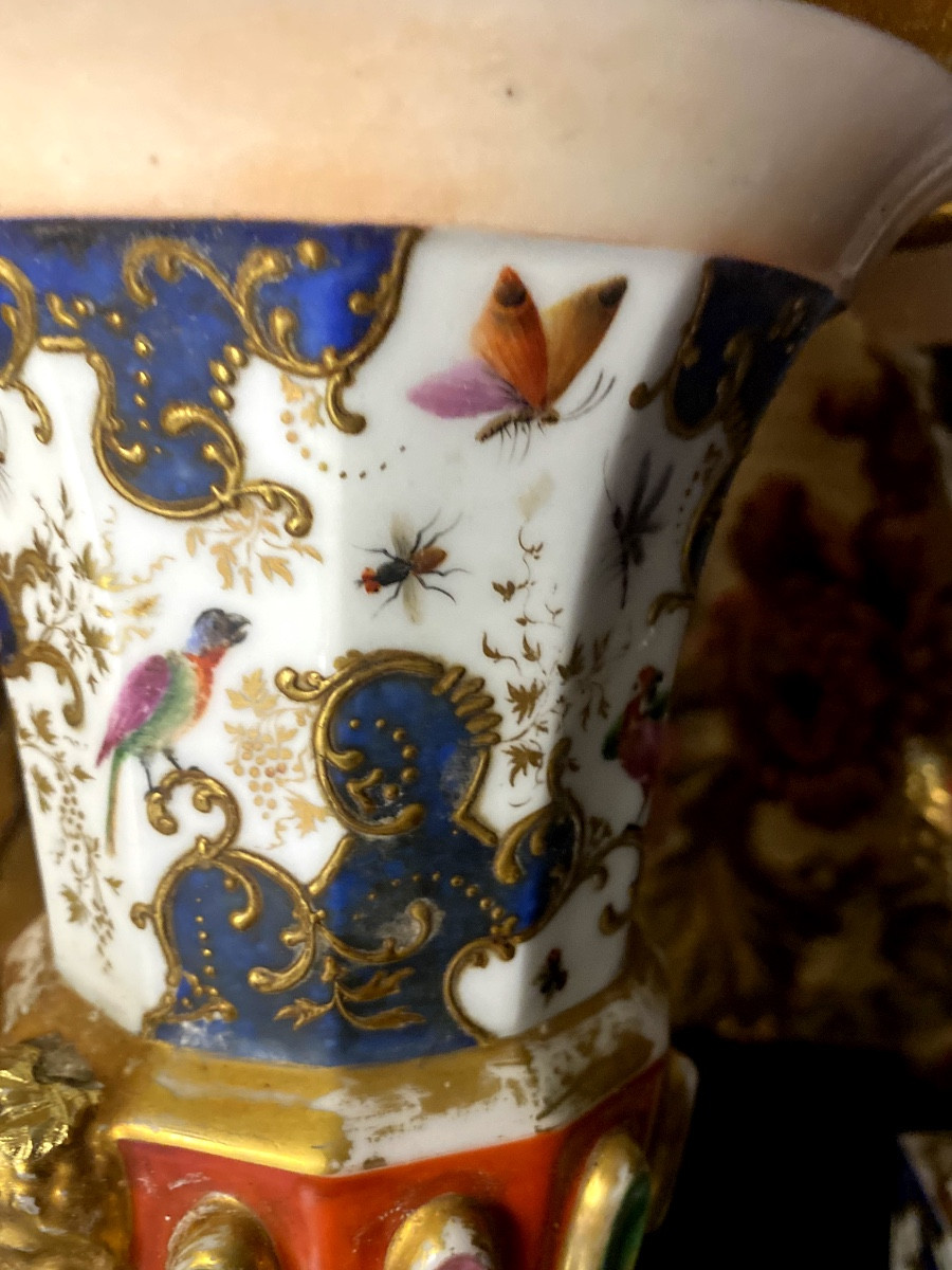 Paire De Grands Vases De Salon De Jacob-Petit  Paris Début 19ème De Forme Médicis En Porcelaine-photo-6