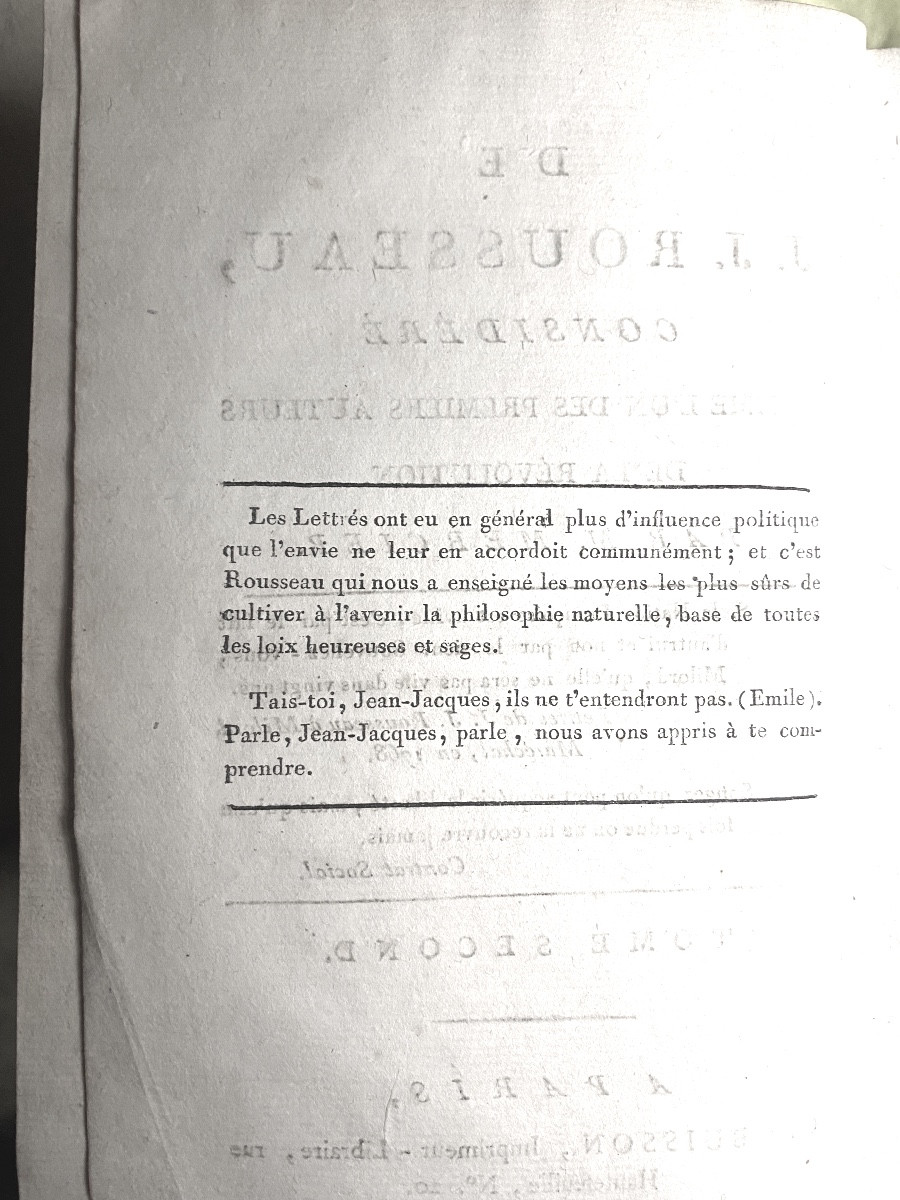 "JJ. Rousseau Considéré Comme l'Un Des Premiers Auteurs De La Révolution," Par M. Mercier. 1791-photo-1