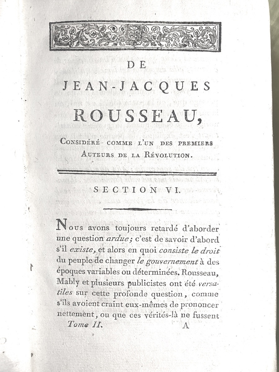 "JJ. Rousseau Considéré Comme l'Un Des Premiers Auteurs De La Révolution," Par M. Mercier. 1791-photo-2
