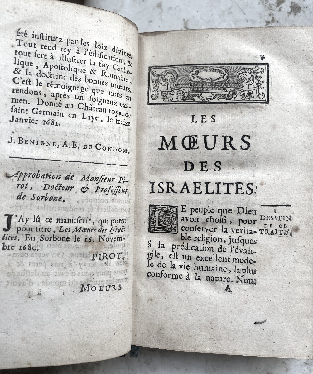 Beautiful Red Morocco: "mores Of The Israelites"; Mr. Abbé Fleury. In Paris, At P. Aubouyn's, 1712-photo-3