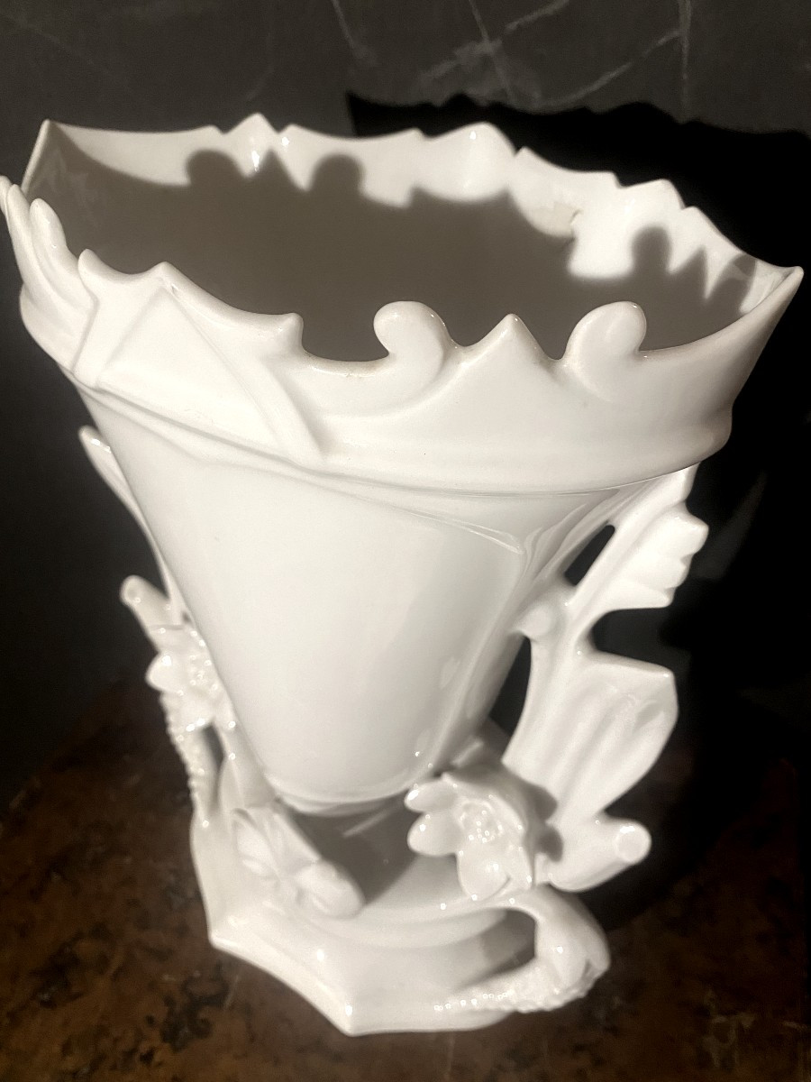 Importante Paire De Vases En Porcelaine Blanche Dit De Mariage De Belle Dimension, Début Du 20è-photo-5