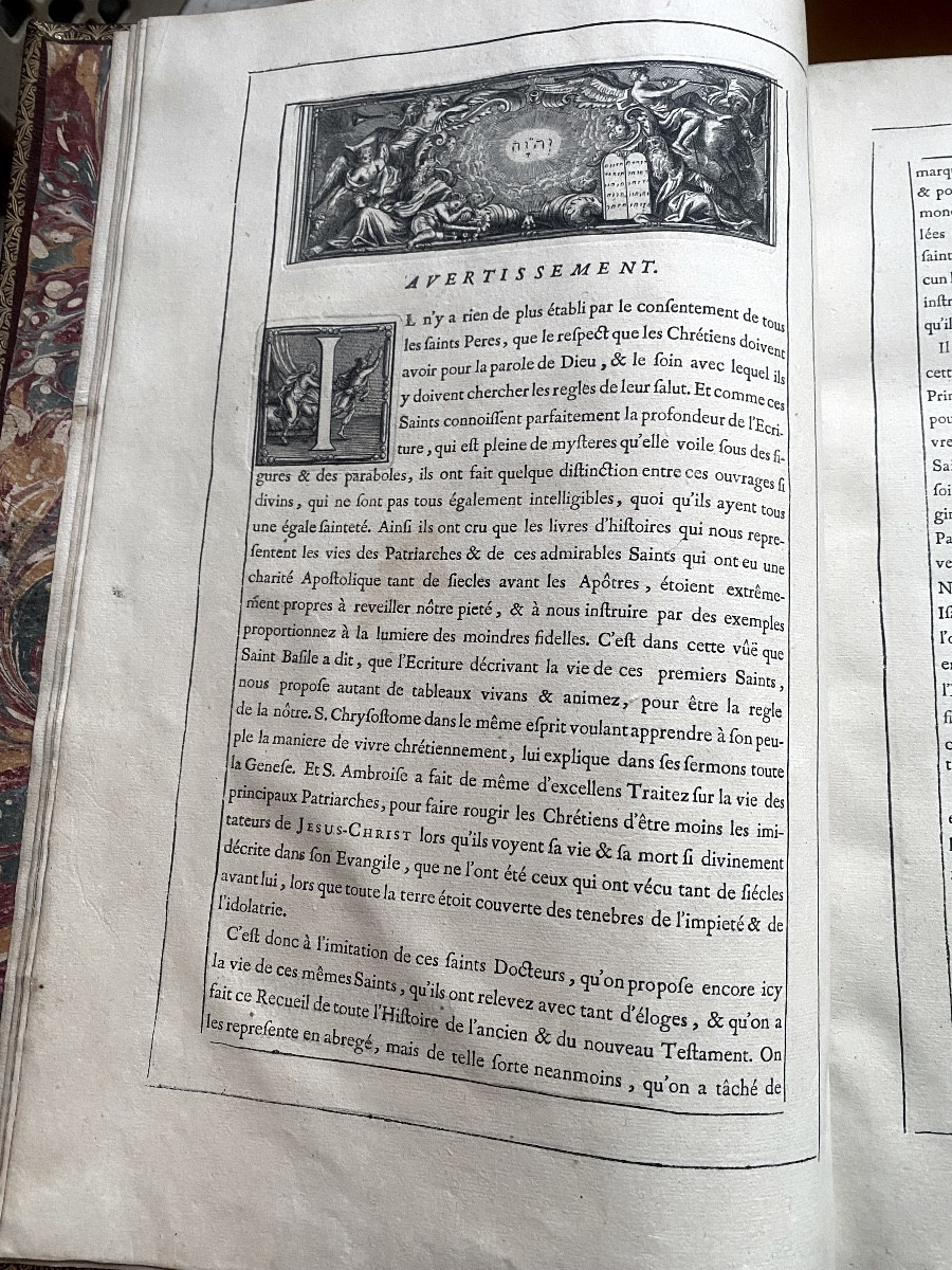 Rare Copy, Full Red Morocco From 1723 "figures Of The Bible" By Le Maistre De Sacy-photo-4