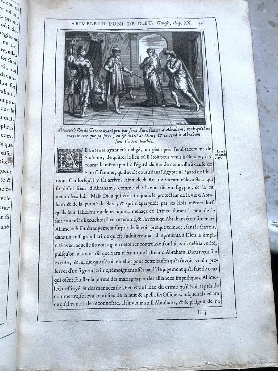 Rare Copy, Full Red Morocco From 1723 "figures Of The Bible" By Le Maistre De Sacy-photo-3