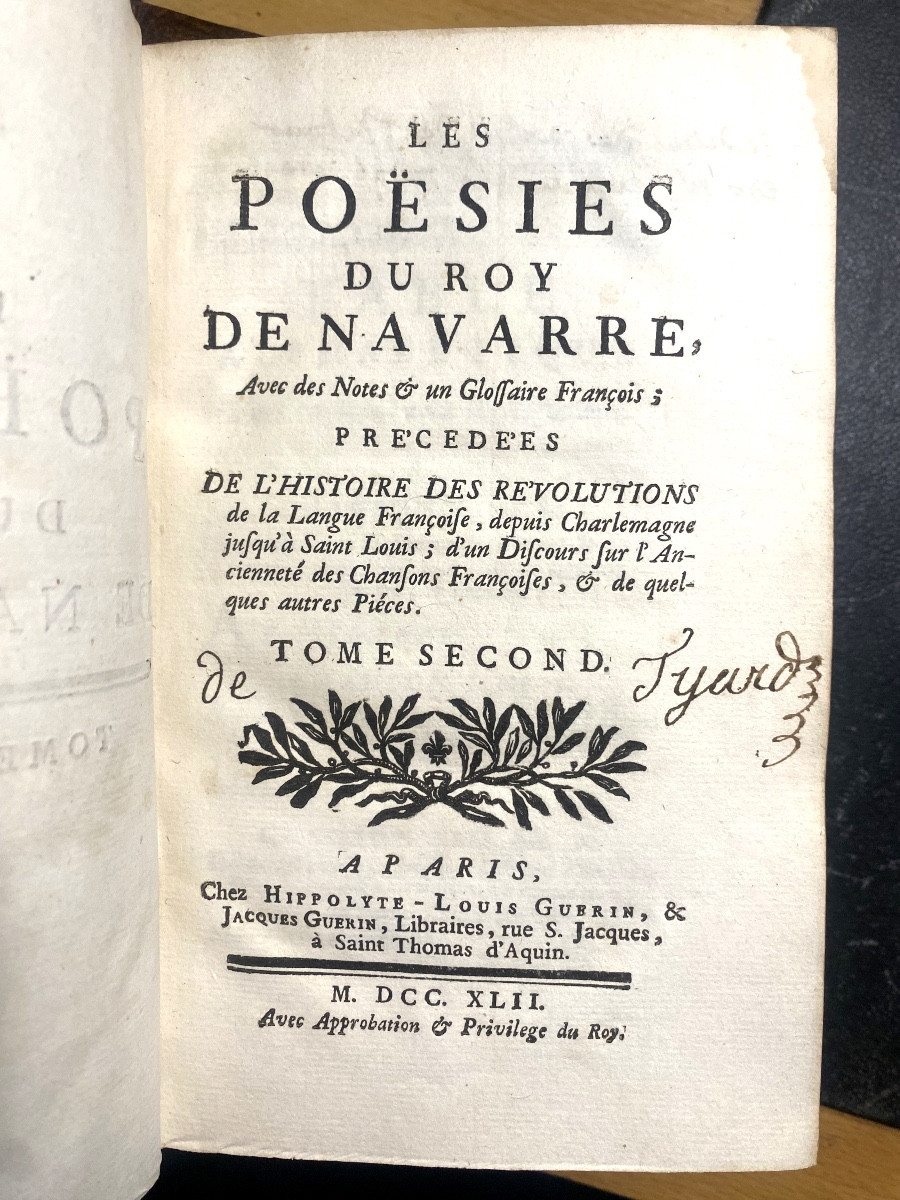 2vol. In 12 :"les Poésies Du Roy De Navarre" , Avec Des Notes & Un Glossaire Français Paris 18è-photo-3