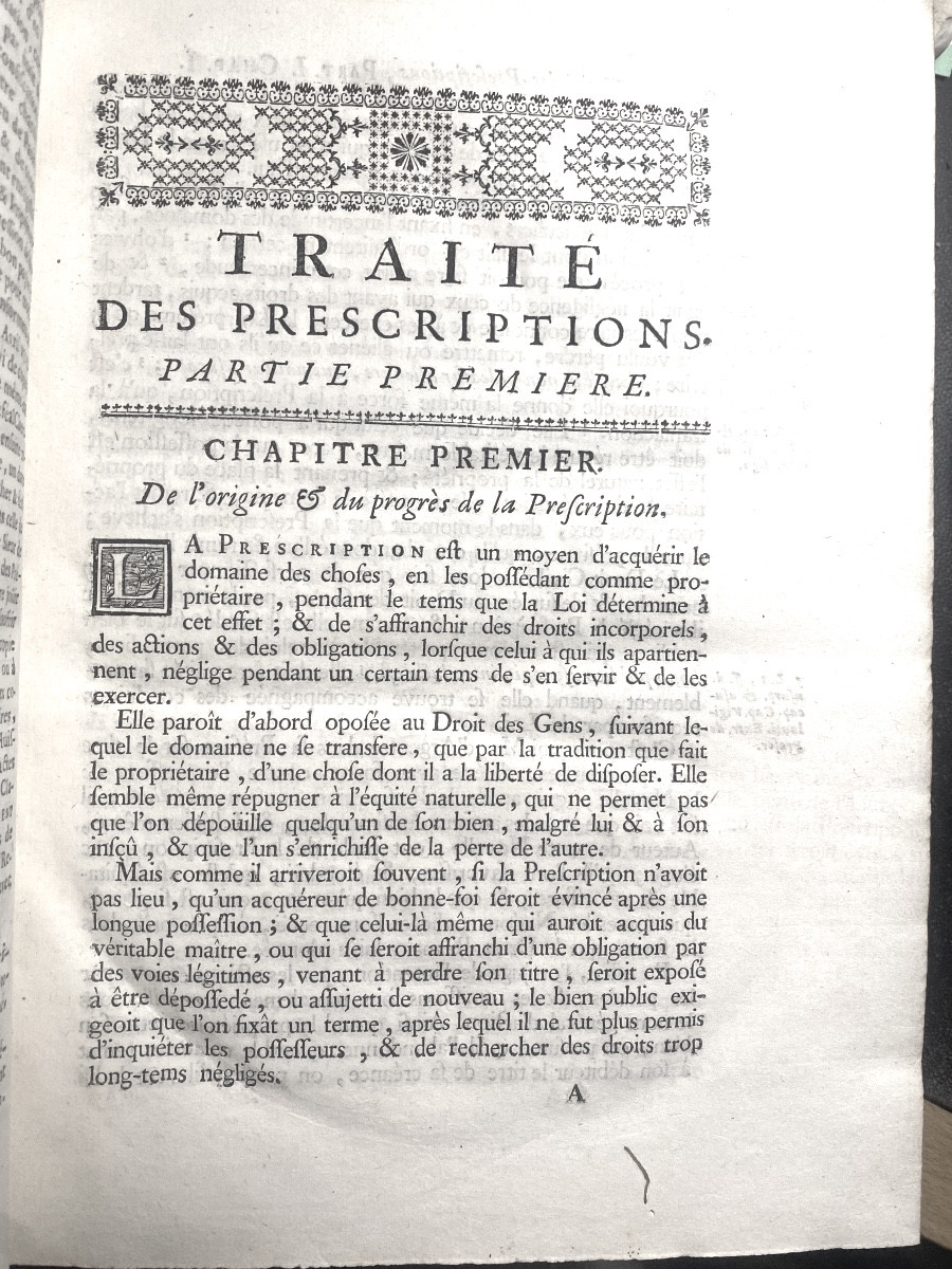 Beautiful Vol. 4: "treatise On The Prescriptions Of The Alienation Of The Property Of The Tenths" Fi D De Charnage-photo-2